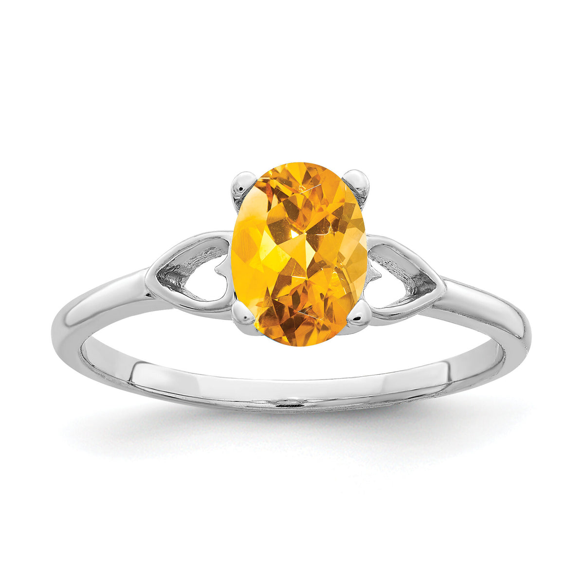 14k White Gold 7x5mm Oval Citrine ring-Y2194CI