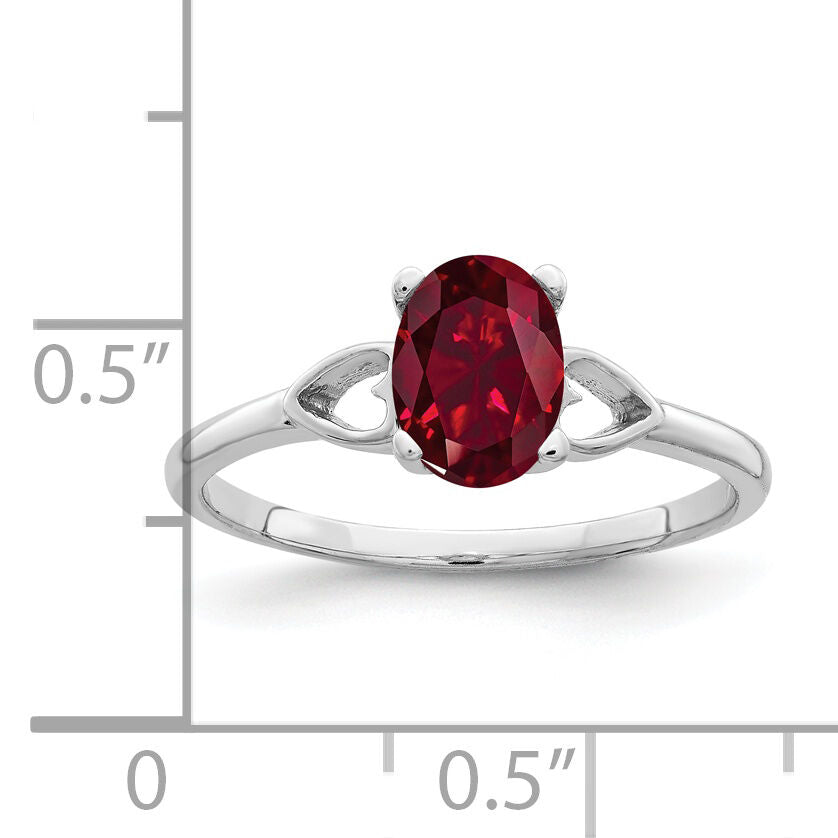 14k White Gold 7x5mm Oval Created Ruby ring-Y2194CR
