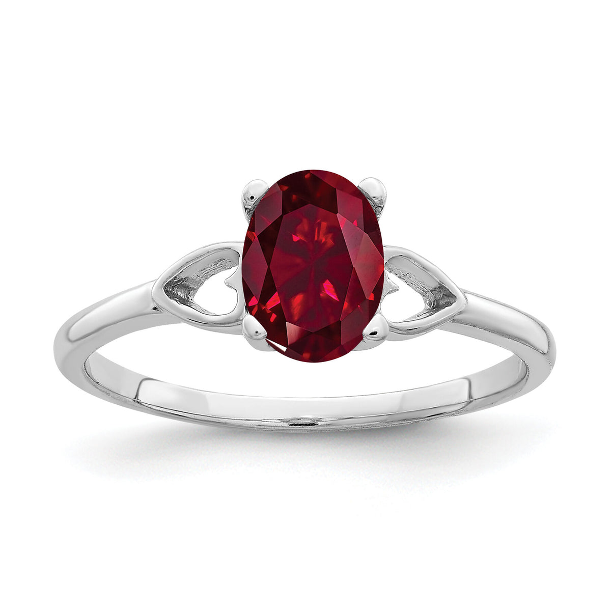 14k White Gold 7x5mm Oval Created Ruby ring-Y2194CR