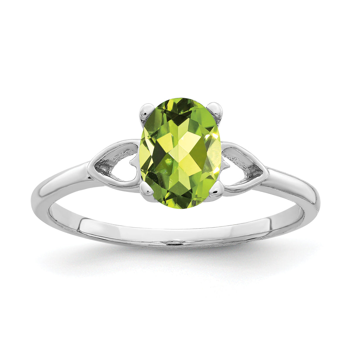 14k White Gold 7x5mm Oval Peridot ring-Y2194PE