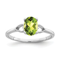 14k White Gold 7x5mm Oval Peridot ring-Y2194PE