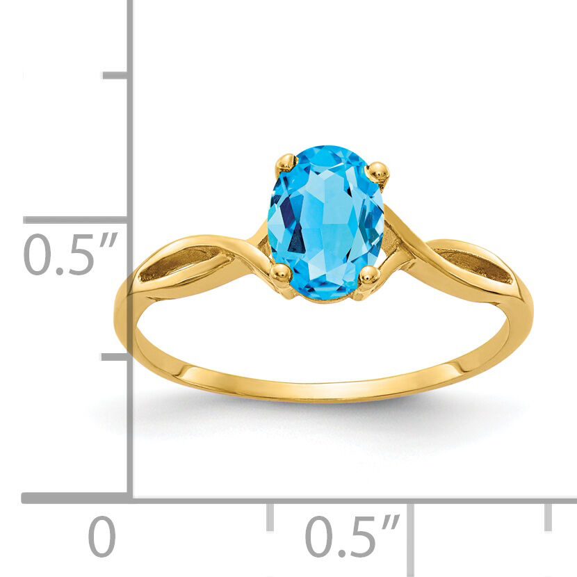 14k 7x5mm Oval Blue Topaz ring-Y2197BT