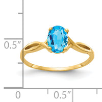 14k 7x5mm Oval Blue Topaz ring-Y2197BT