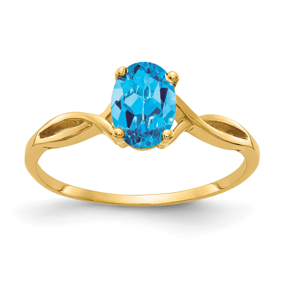 14k 7x5mm Oval Blue Topaz ring-Y2197BT