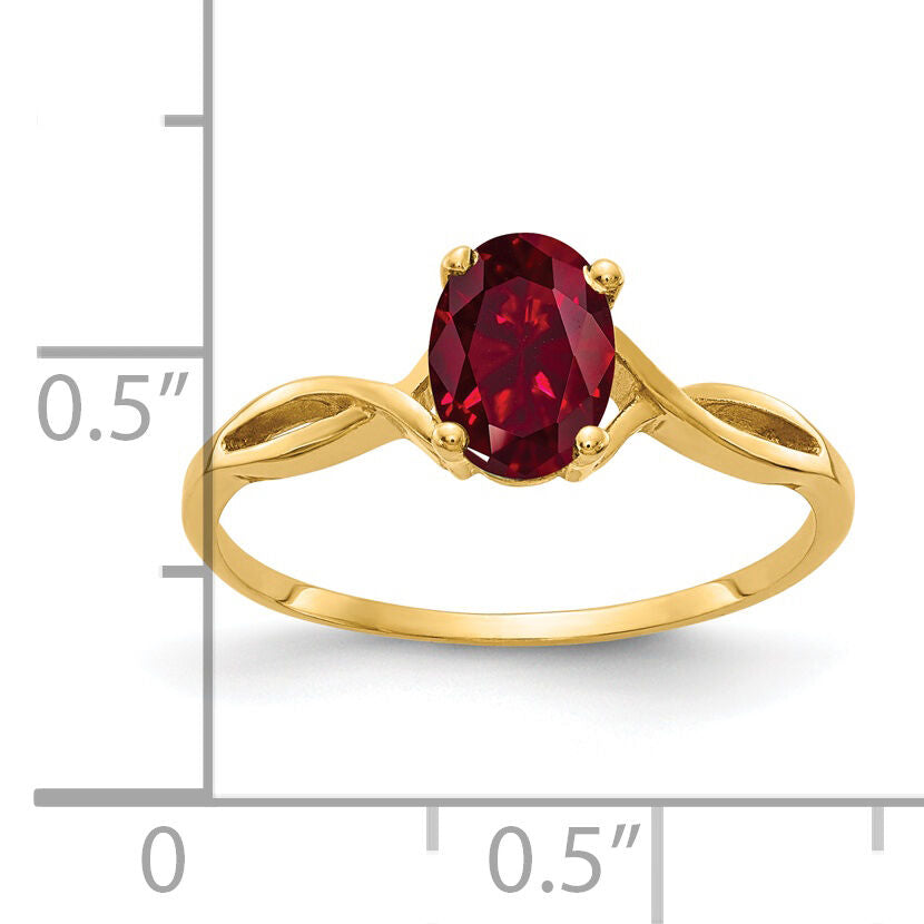 14k 7x5mm Oval Created Ruby ring-Y2197CR