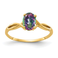 14k 7x5mm Oval Fire Topaz Ring-Y2197FT