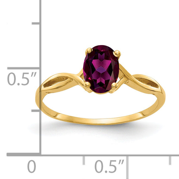 14k 7x5mm Oval Rhodolite Garnet ring-Y2197RG
