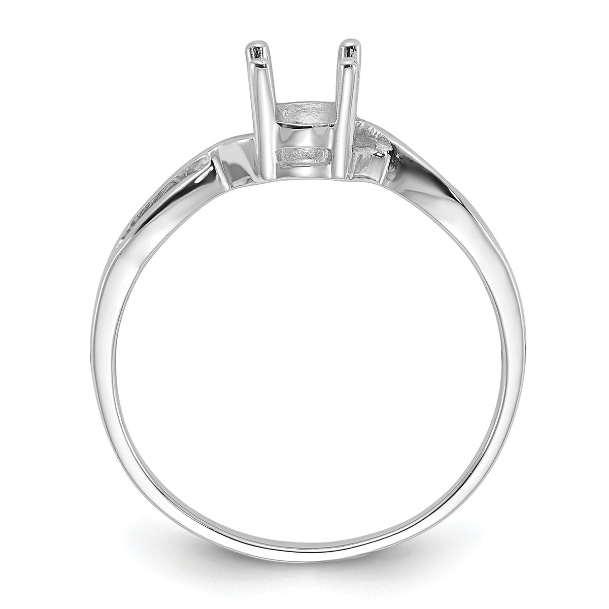 14k White Gold Polished 7x5 Oval Gemstone Ring Mounting-Y2198
