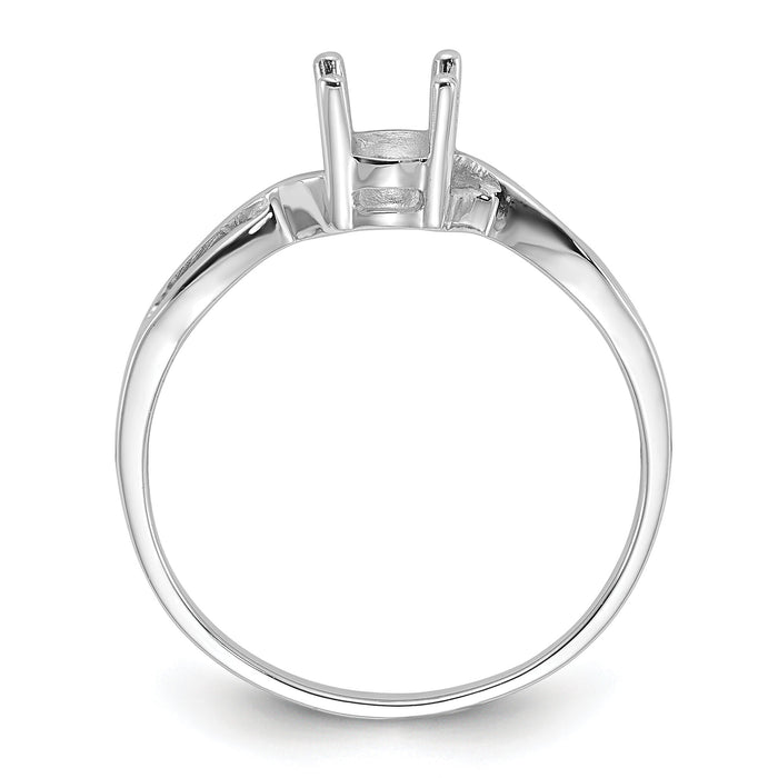 14k White Gold Polished 7x5 Oval Gemstone Ring Mounting-Y2198