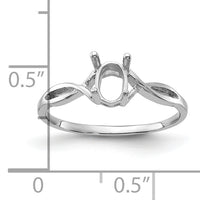 14k White Gold Polished 7x5 Oval Gemstone Ring Mounting-Y2198