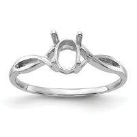 14k White Gold Polished 7x5 Oval Gemstone Ring Mounting-Y2198