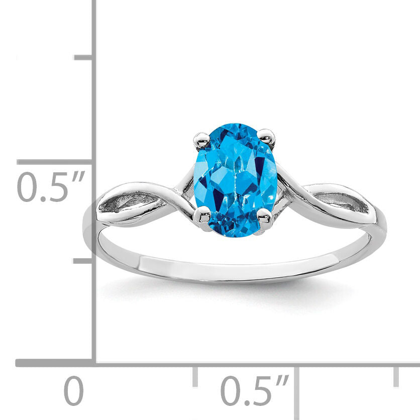14k White Gold 7x5mm Oval Blue Topaz ring-Y2198BT