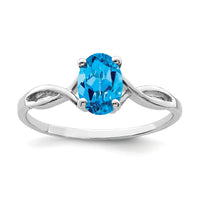 14k White Gold 7x5mm Oval Blue Topaz ring-Y2198BT