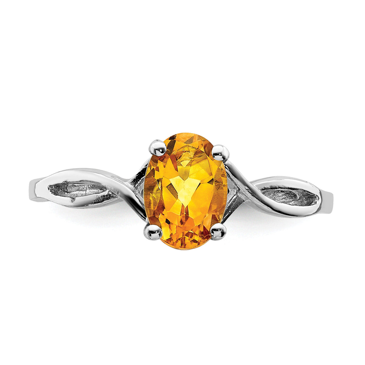 14k White Gold 7x5mm Oval Citrine ring-Y2198CI