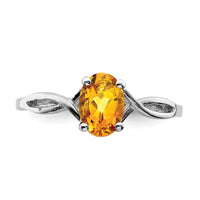 14k White Gold 7x5mm Oval Citrine ring-Y2198CI