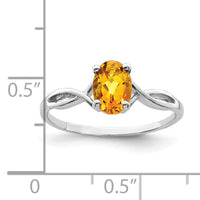 14k White Gold 7x5mm Oval Citrine ring-Y2198CI