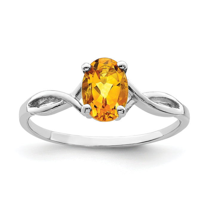 14k White Gold 7x5mm Oval Citrine ring-Y2198CI