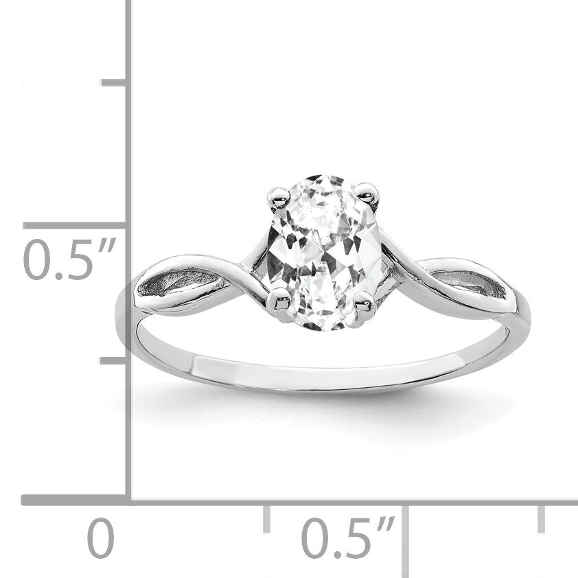 14k White Gold 7x5mm Oval Cubic Zirconia Ring-Y2198CZ