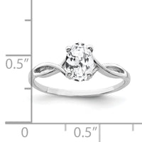 14k White Gold 7x5mm Oval Cubic Zirconia Ring-Y2198CZ