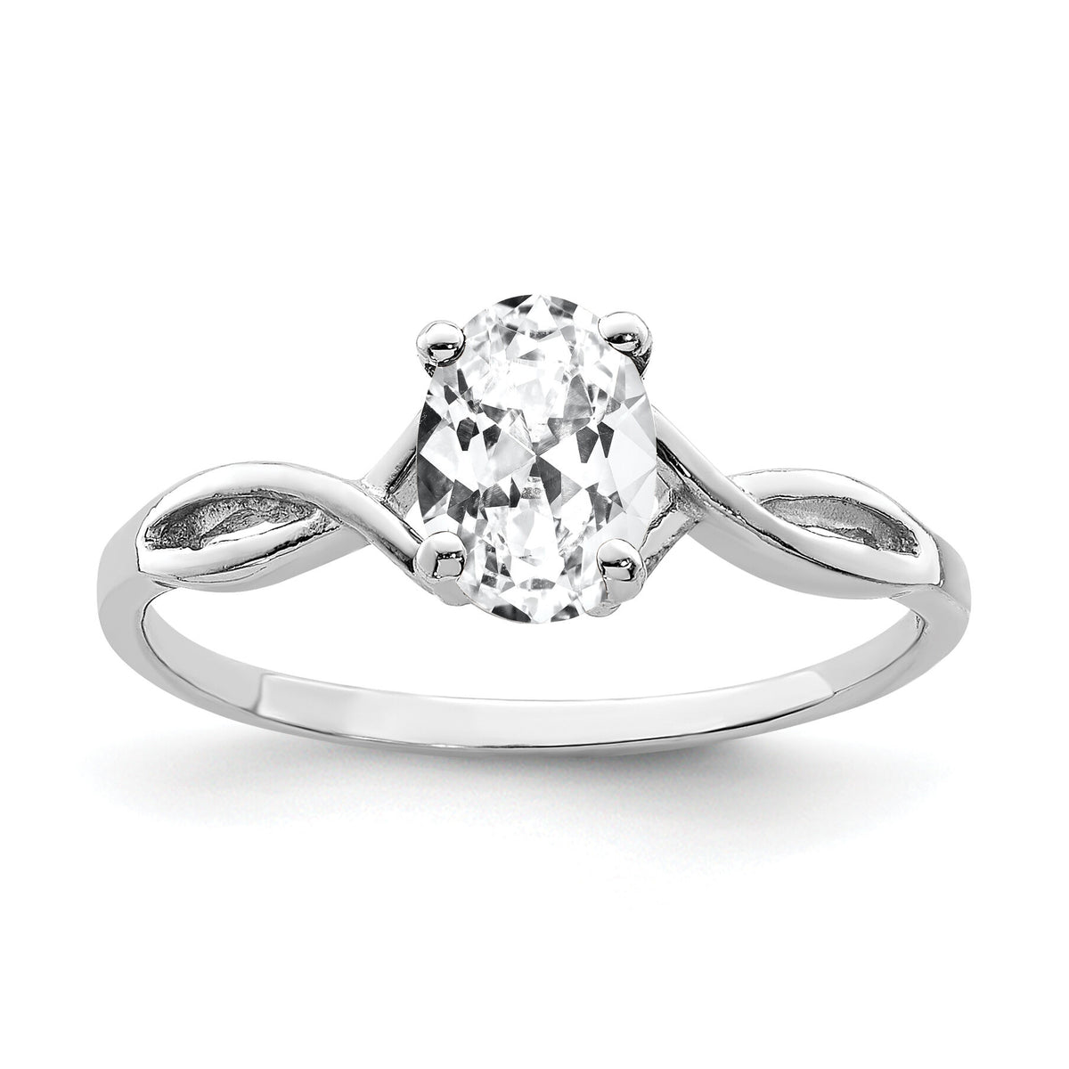 14k White Gold 7x5mm Oval Cubic Zirconia Ring-Y2198CZ