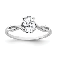 14k White Gold 7x5mm Oval Cubic Zirconia Ring-Y2198CZ