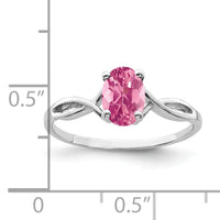 14k White Gold 7x5mm Oval Pink Tourmaline Ring-Y2198PT