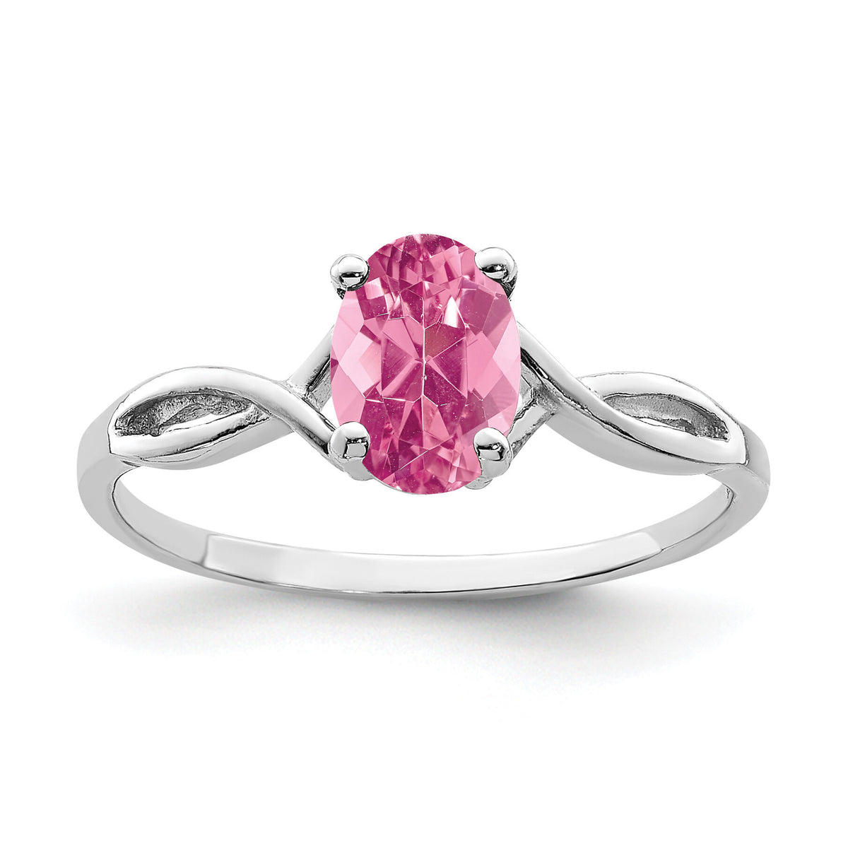 14k White Gold 7x5mm Oval Pink Tourmaline Ring-Y2198PT