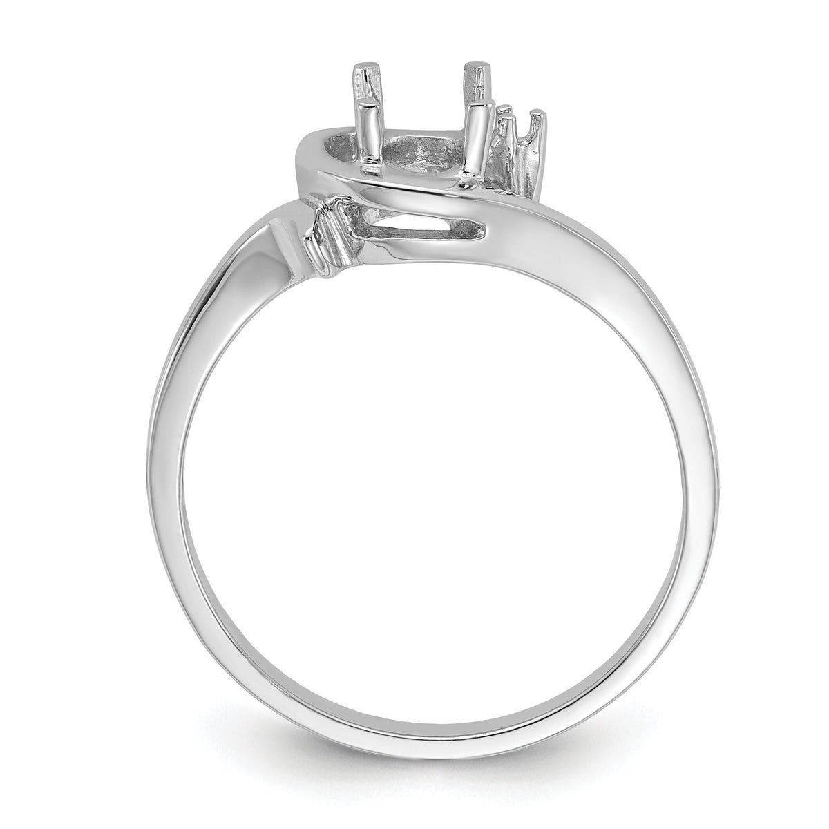 14k White Gold Polished .01ct. Diamond & 7x5 Oval Gemstone Ring Mounting-Y2202