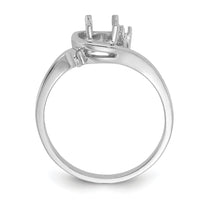 14k White Gold Polished .01ct. Diamond & 7x5 Oval Gemstone Ring Mounting-Y2202