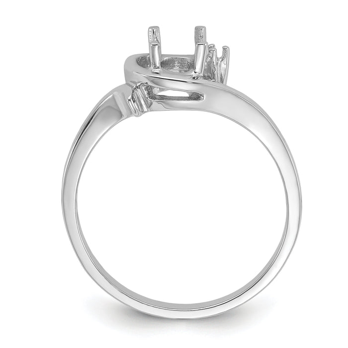 14k White Gold Polished .01ct. Diamond & 7x5 Oval Gemstone Ring Mounting-Y2202