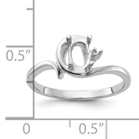 14k White Gold Polished .01ct. Diamond & 7x5 Oval Gemstone Ring Mounting-Y2202