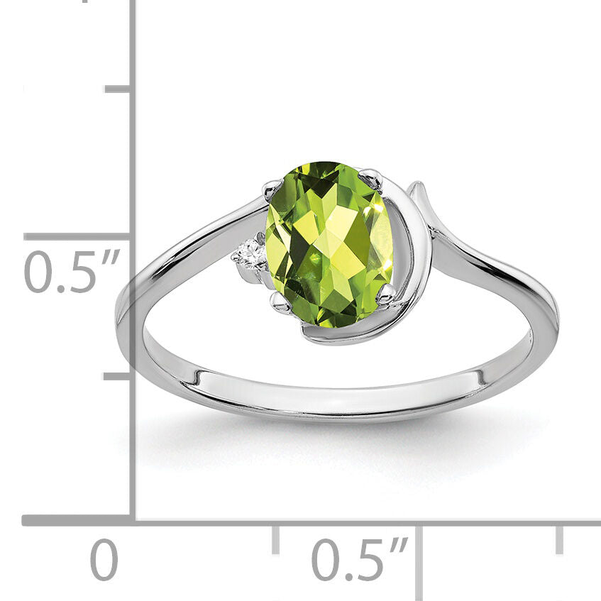 14k White Gold 7x5mm Oval Peridot AA Diamond ring-Y2202PE/AA
