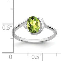 14k White Gold 7x5mm Oval Peridot AA Diamond ring-Y2202PE/AA