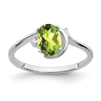 14k White Gold 7x5mm Oval Peridot AA Diamond ring-Y2202PE/AA