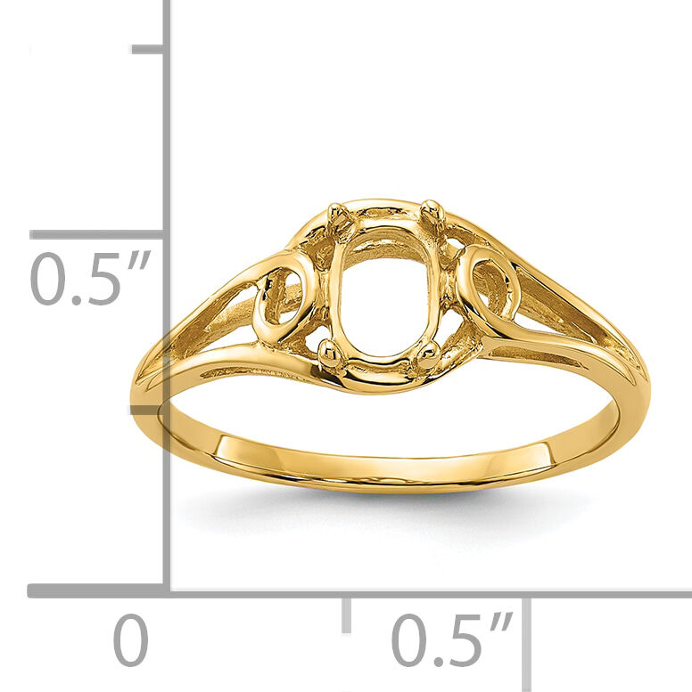 14k Polished 6x4 Oval Gemstone Ring Mounting-Y2205