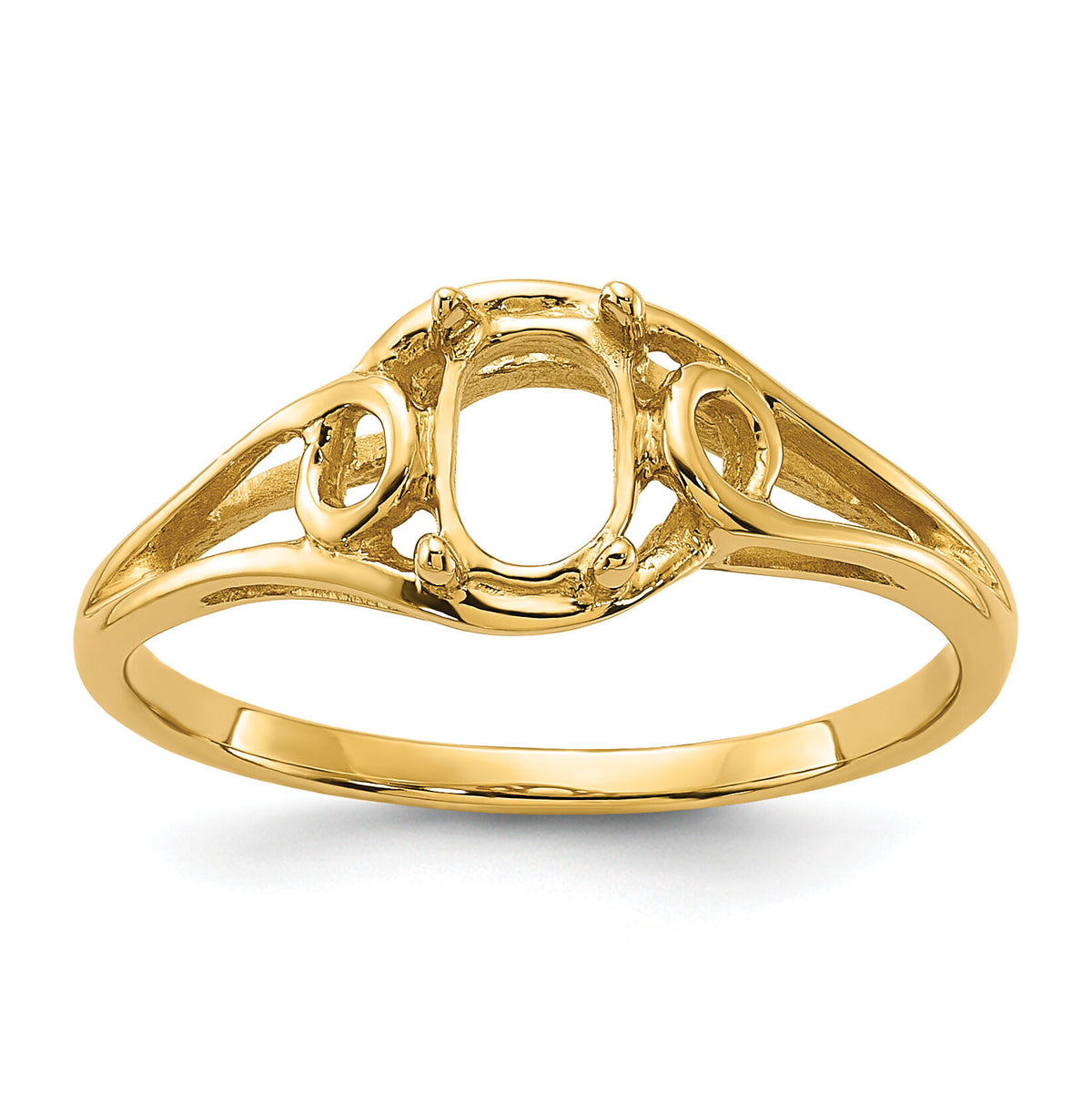14k Polished 6x4 Oval Gemstone Ring Mounting-Y2205