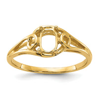 14k Polished 6x4 Oval Gemstone Ring Mounting-Y2205