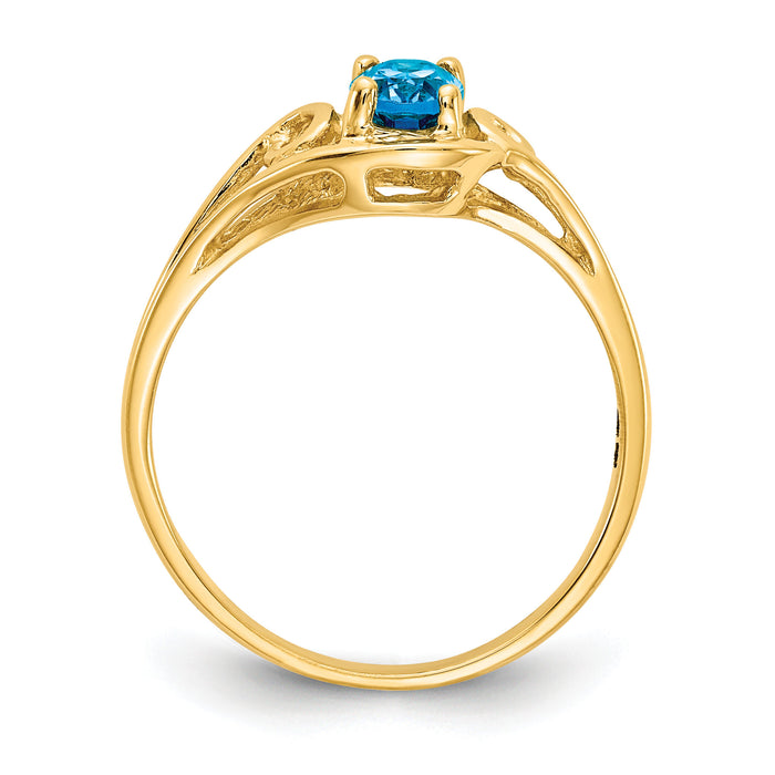 14k 6x4mm Oval Blue Topaz ring-Y2205BT