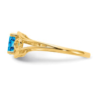14k 6x4mm Oval Blue Topaz ring-Y2205BT