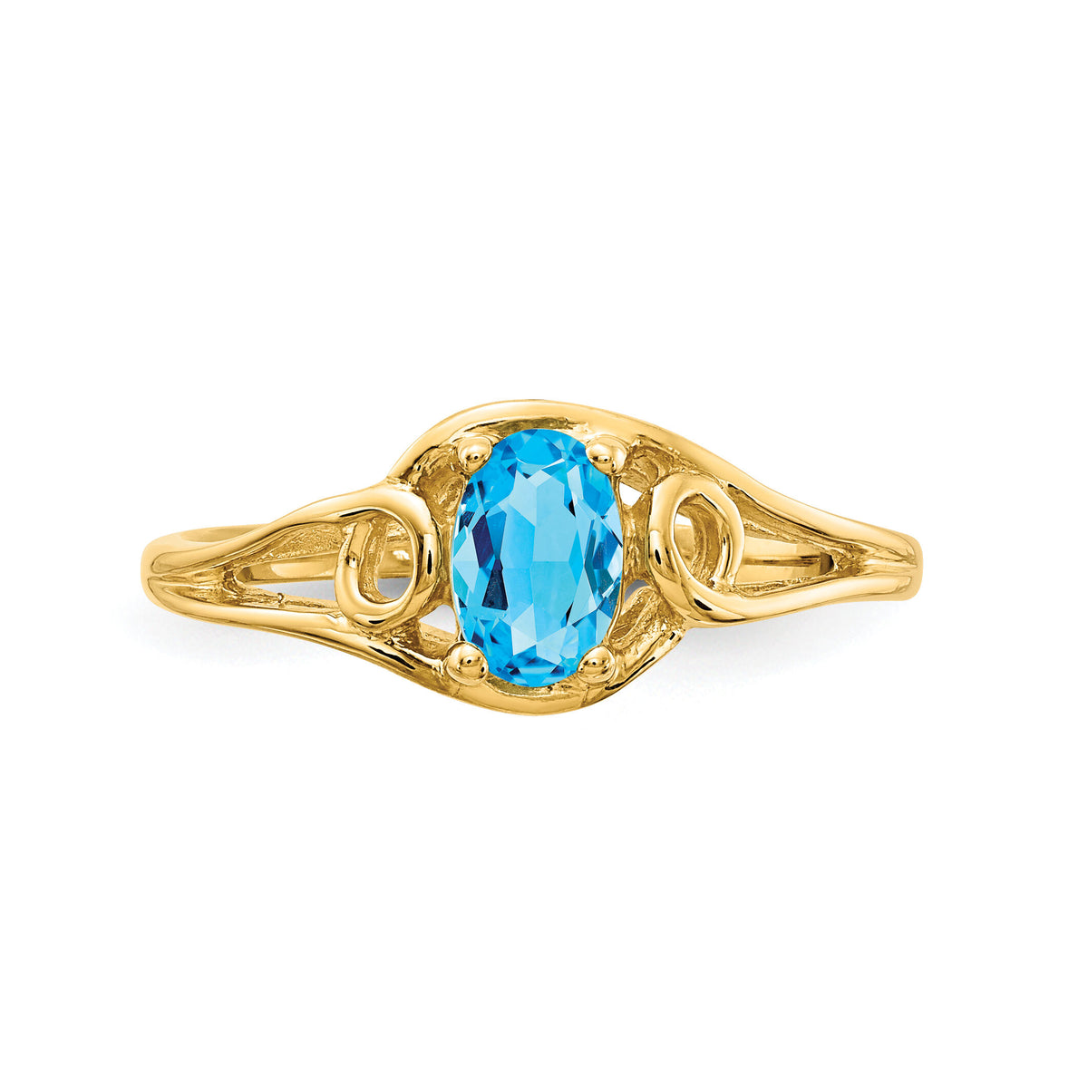 14k 6x4mm Oval Blue Topaz ring-Y2205BT