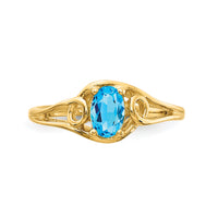 14k 6x4mm Oval Blue Topaz ring-Y2205BT