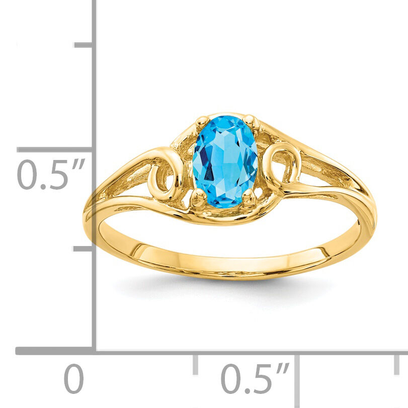 14k 6x4mm Oval Blue Topaz ring-Y2205BT