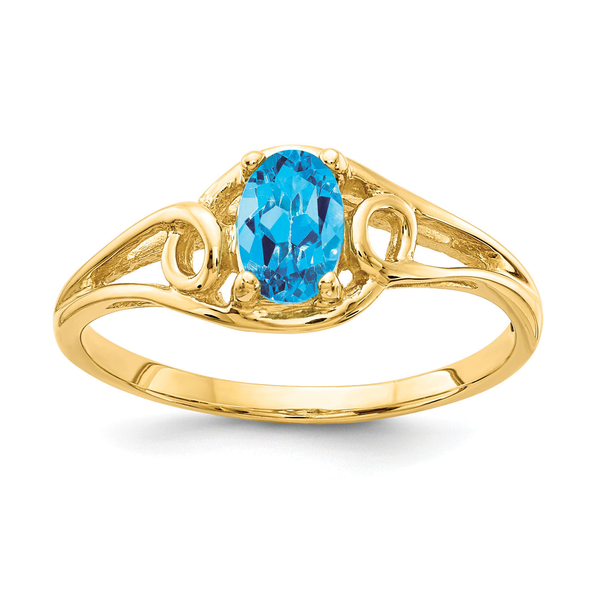 14k 6x4mm Oval Blue Topaz ring-Y2205BT