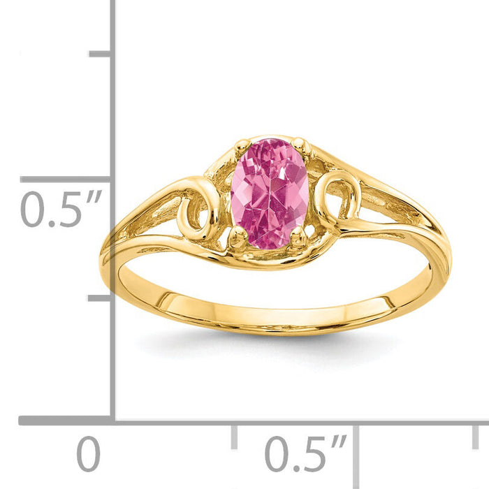14k 6x4mm Oval Pink Tourmaline Ring-Y2205PT