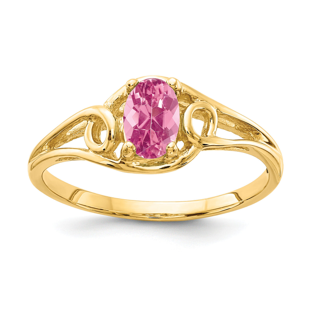 14k 6x4mm Oval Pink Tourmaline Ring-Y2205PT