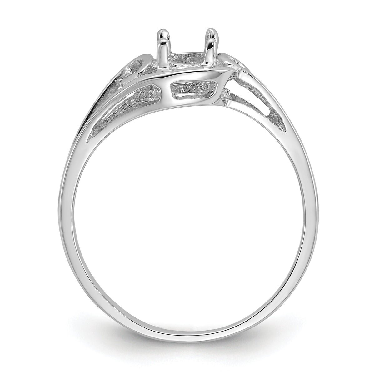 14k White Gold Polished 6x4 Oval Gemstone Ring Mounting-Y2206