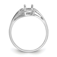 14k White Gold Polished 6x4 Oval Gemstone Ring Mounting-Y2206