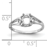 14k White Gold Polished 6x4 Oval Gemstone Ring Mounting-Y2206