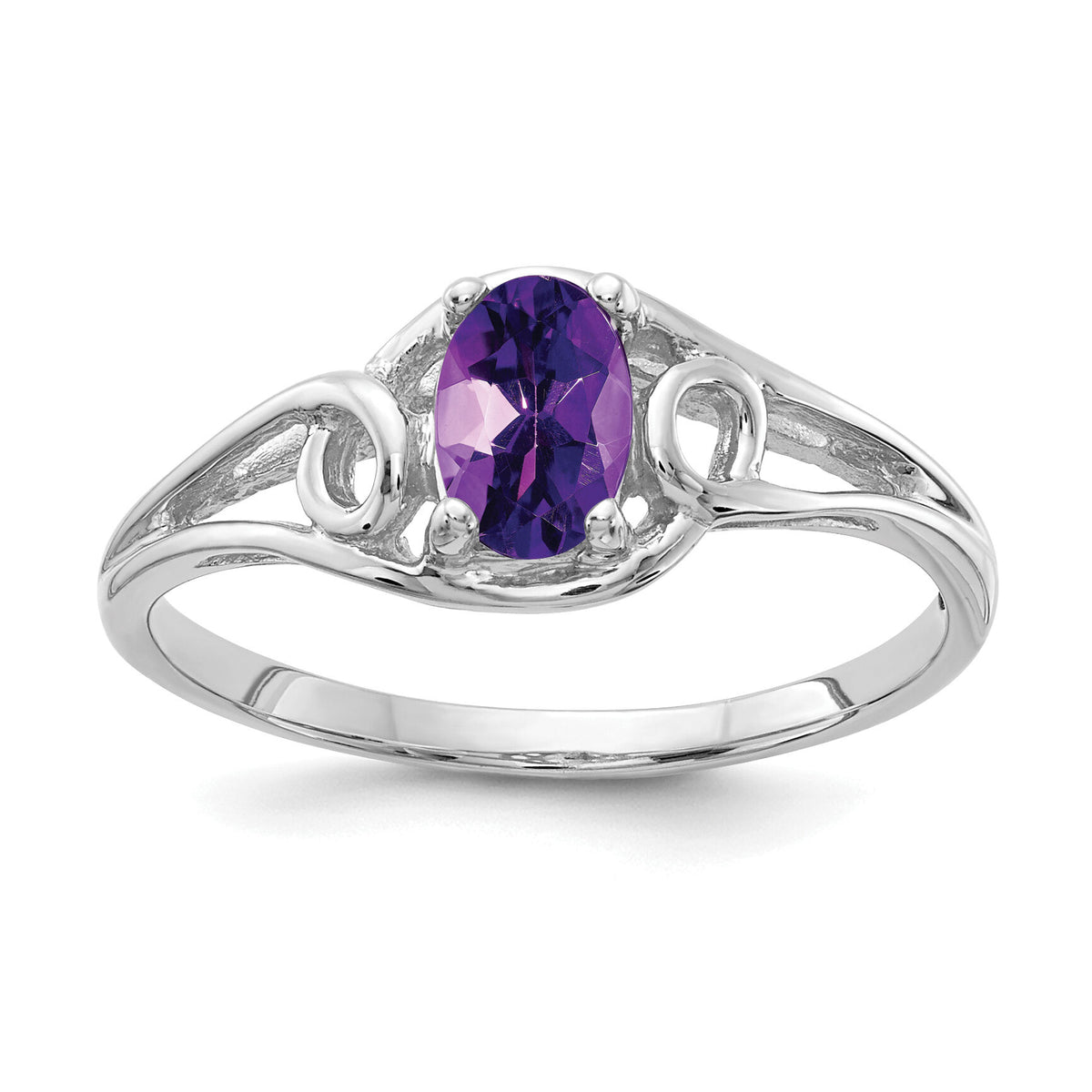 14k White Gold 6x4mm Oval Amethyst ring-Y2206AM