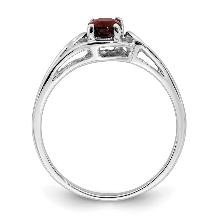 14k White Gold 6x4mm Oval Garnet ring-Y2206GA